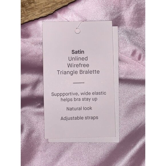 Auden Satin Unlined Wirefree Triangle Bralette Pink Adjustable Straps Size XXL - Picture 7 of 9